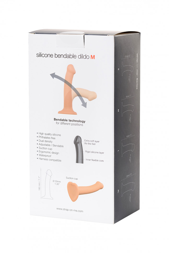 Ремневой нереалистичный страпон на присоске Strap-on-me, M, силикон, телесный, 18 см
