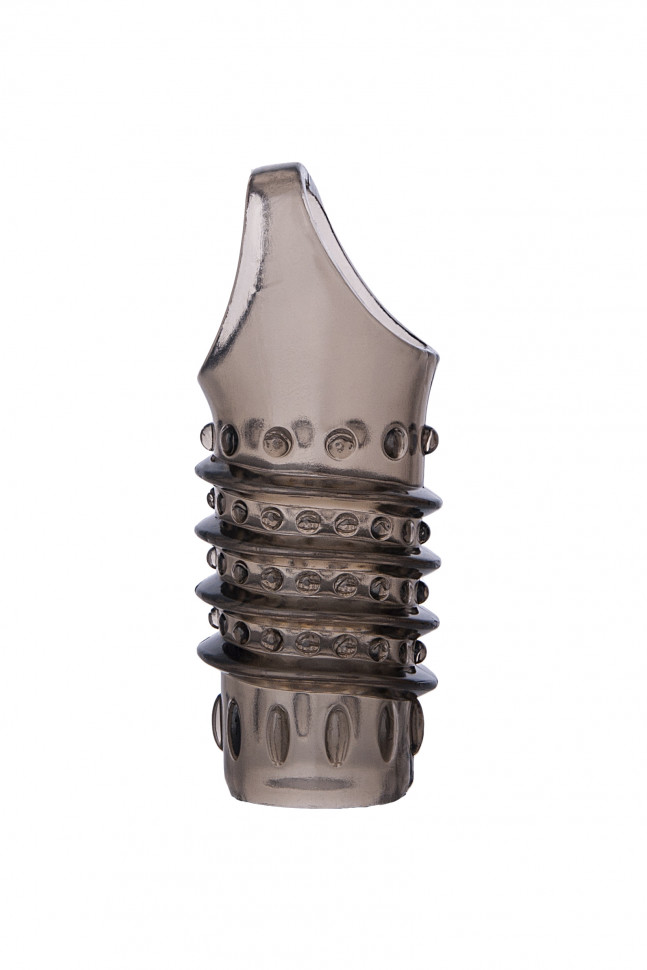 Насадка Штучки-Дрючки, для увеличения размера,TPE, черная прозрачная, 10,5 см