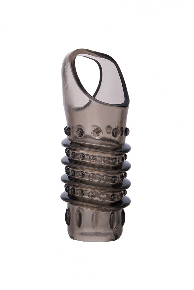 Насадка Штучки-Дрючки, для увеличения размера,TPE, черная прозрачная, 10,5 см