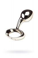 Анальная втулка Metal by TOYFA, металл, серебряная, с фиолетовой опушкой, 17 см, Ø 2,9 см, 165 г