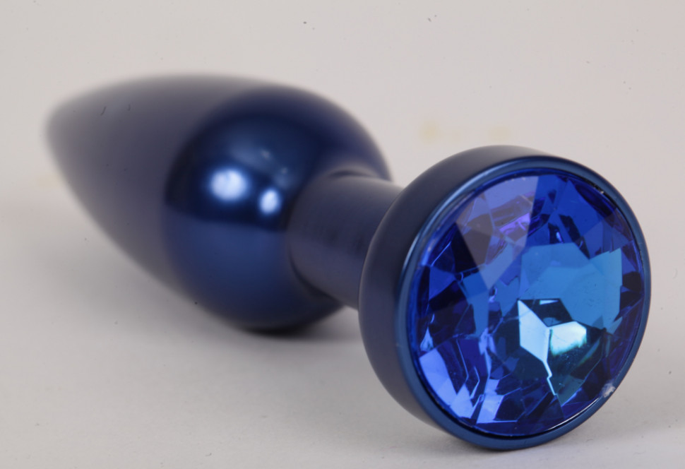 Анальная пробка металл 11,2х2,9см синяя с синим размер- L 47197-4-MM