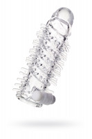 Насадка на пенис Штучки-дрючки с вибропулей, TPR, прозрачная, 13,4 см.
