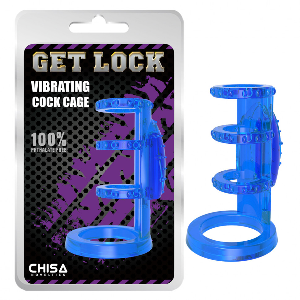 Виброкольцо Vibrating Cock Cage Blue CN-101613036