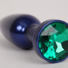 Анальная пробка металл 11,2х2,9см синяя с зеленым размер- L 47197-2-MM
