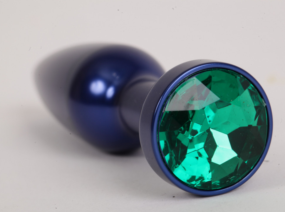 Анальная пробка металл 11,2х2,9см синяя с зеленым размер- L 47197-2-MM