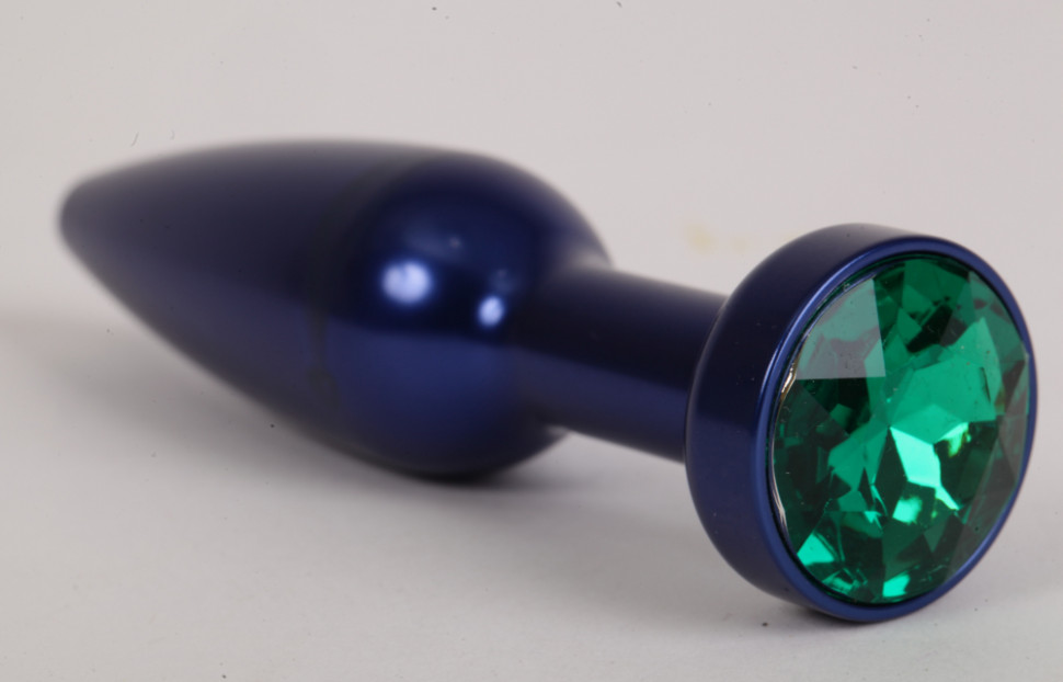 Анальная пробка металл 11,2х2,9см синяя с зеленым размер- L 47197-2-MM
