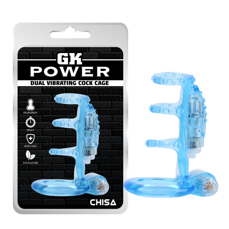 Виброкольцо Dual Vibrating Cock Cage Blue CN-461657339