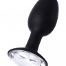 Анальная втулка Seven Creations с кристаллом, силикон+ABS пластик, черная, 8,5 см.