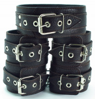 Набор БДСМ аксессуаров из коричневой кожи с мехом 53014ars