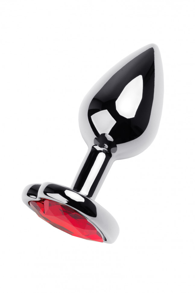 Анальная втулка Metal by TOYFA, металл, серебряная, с фиолетовым кристаллом, 7 см, Ø 2,7 см, 50 г