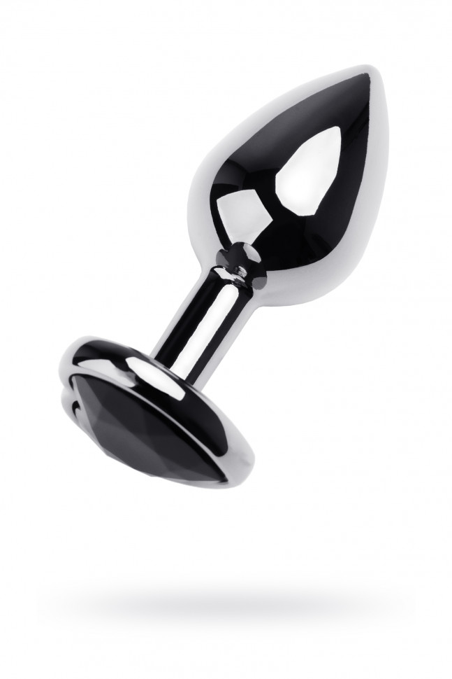 Анальная втулка Metal by TOYFA, металл, серебряная, с фиолетовым кристаллом, 7 см, Ø 2,7 см, 50 г