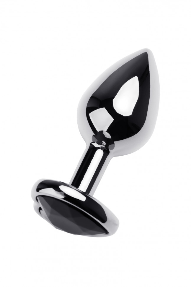 Анальная втулка Metal by TOYFA, металл, серебряная, с фиолетовым кристаллом, 7 см, Ø 2,7 см, 50 г