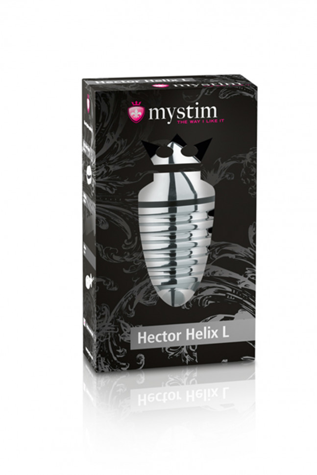 Анальная пробка Mystim Hector Helix L, электростимуляция, хирургическая сталь, 11,5 см, Ø 5 см