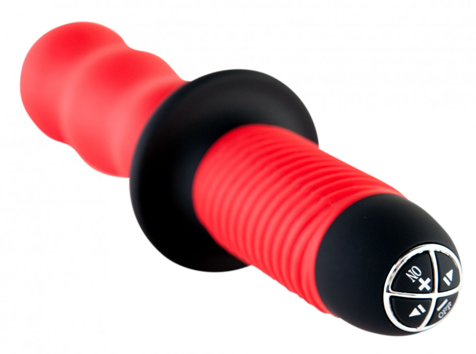 Анальный вибратор Black & Red by TOYFA, 10 режимов вибрации, водонепроницаемый, силикон, красный, 28 см, Ø 5,4 см
