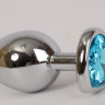 Анальная пробка сердечком с голубым стразом S 7,5 х 2,8 см 47141-MM