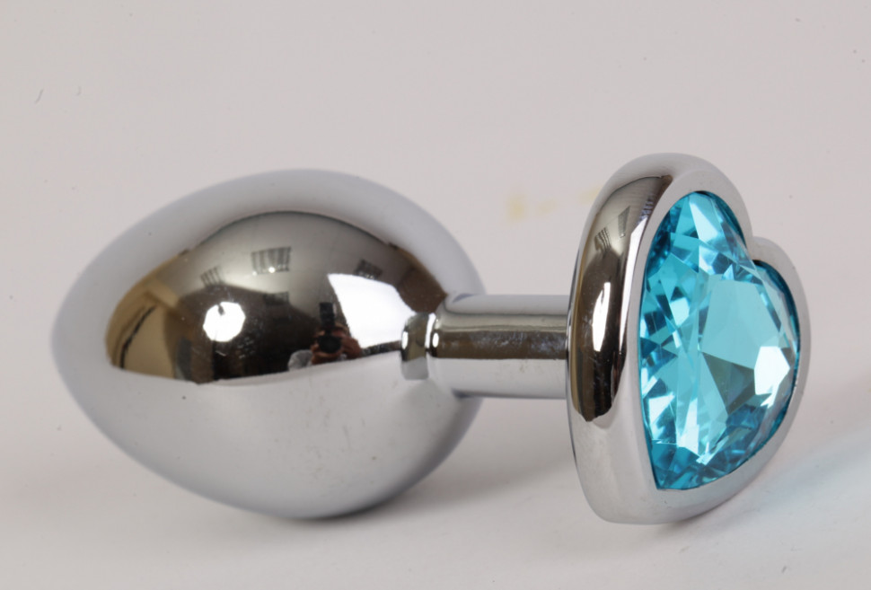 Анальная пробка сердечком с голубым стразом S 7,5 х 2,8 см 47141-MM