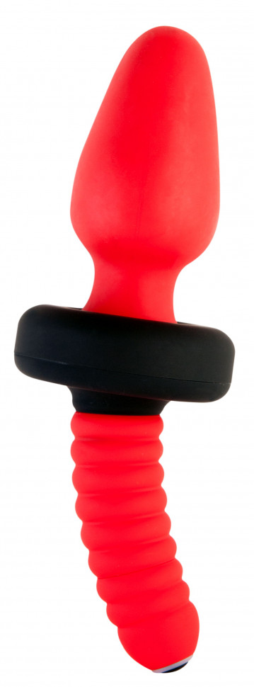 Анальная вибровтулка Black & Red by TOYFA для фистинга, водонепроницаемая, силикон, красная, 22 см, Ø 5,6 см