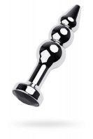 Анальная втулка Metal by TOYFA, металл, серебряная, с чёрным кристаллом, 11 см, Ø 3 см, 95 г