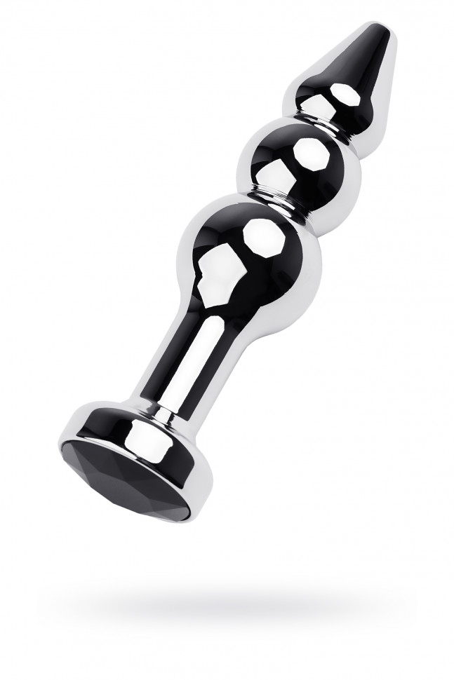 Анальная втулка Metal by TOYFA, металл, серебряная, с чёрным кристаллом, 11 см, Ø 3 см, 95 г