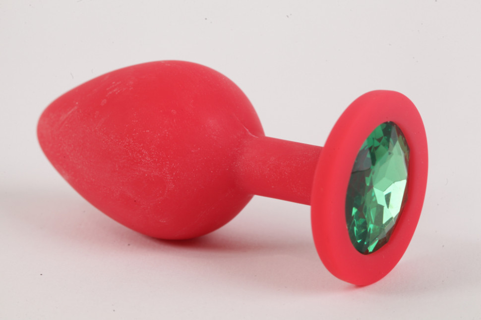 Пробка силиконовая красная с зеленым стразом 7,1 х 2,8 см 47155-MM