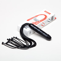 Плеть "мини-ракета" черная из латекса, длина хвостов 35-40см с ручкой в виде фаллоса 6013-1