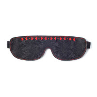 Маска на глаза кожаная с аппликацией в форме сердечек черная 3084-1