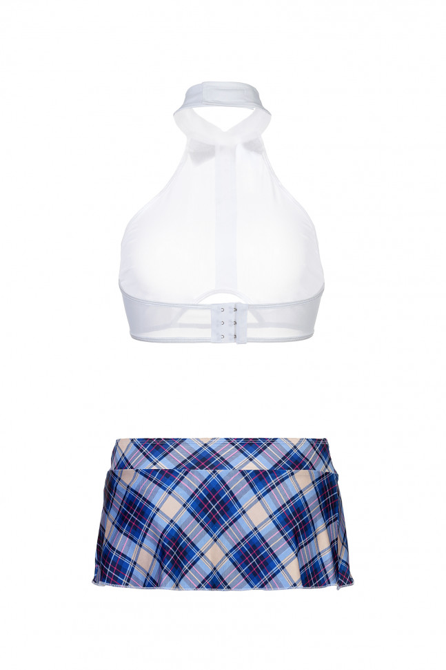 Костюм школьницы Candy Girl Jesse (топ, юбка, стринги), бело-синий, OS