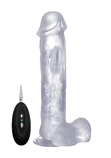 Вибратор Realistic Cock 11.6" With Scrotum Transparent SH-REA006TRA