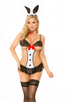 Костюм зайчика SoftLine Collection Ethel (боди, повязка на шею, ободок), черный, M/L