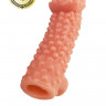 Насадка KOKOS реалистичная с дополнительной стимуляцией, TPE, телесная, 17.6 см