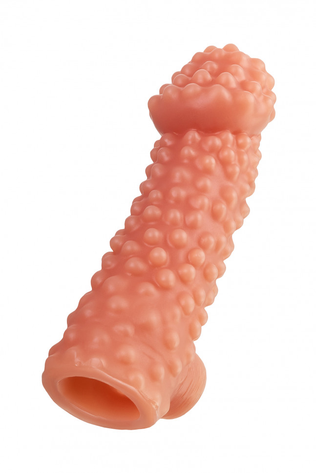 Насадка KOKOS реалистичная с дополнительной стимуляцией, TPE, телесная, 17.6 см