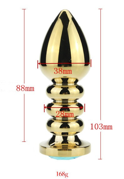 Пробка металл фигурная золото с синим стразом 10,3х3,8см 47424-3MM