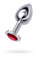 Анальная втулка Metal by TOYFA, металл, серебряная, с черным кристаллом, 10 см, Ø 4 см, 360 г