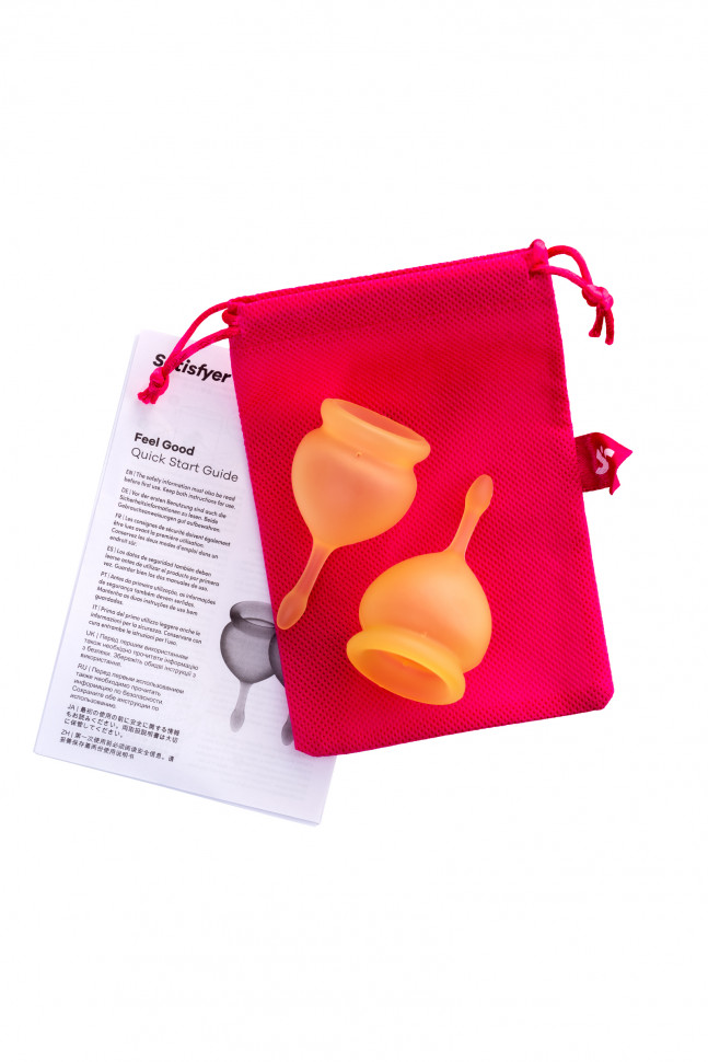 Менструальная чаша Satisfyer Feel Good, 2 шт в наборе, силикон, оранжевый