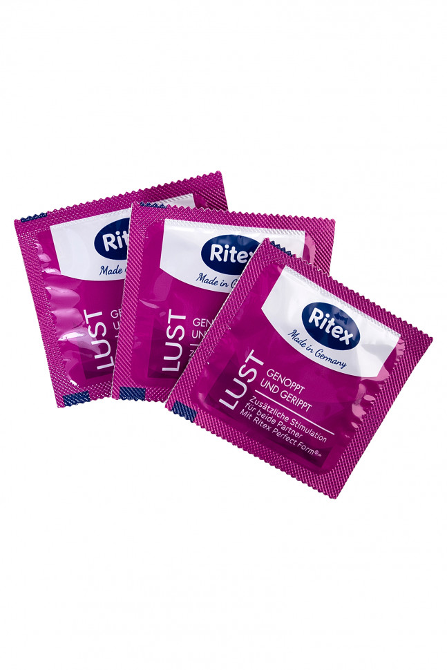 Презервативы Ritex LUST №3, рифленые с пупырышками, латекс, 19 см