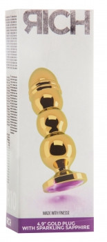 Анальная пробка 4.9" R10 RICH Gold/Purple Sapphire SH-RIC010GLD