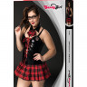 Костюм студентки Candy Girl Syndi (платье, воротничок, очки) черно-красный, 2XL