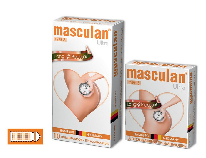 Презервативы Masculan Ultra 3,  10 шт.  Кольца и пупырышки с анестетиком (Long Pleasure)   ШТ