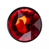 Анальная втулка Штучки-Дрючки, металл, серебряная, с красным кристаллом, 7 см, Ø 3 см, 55 г