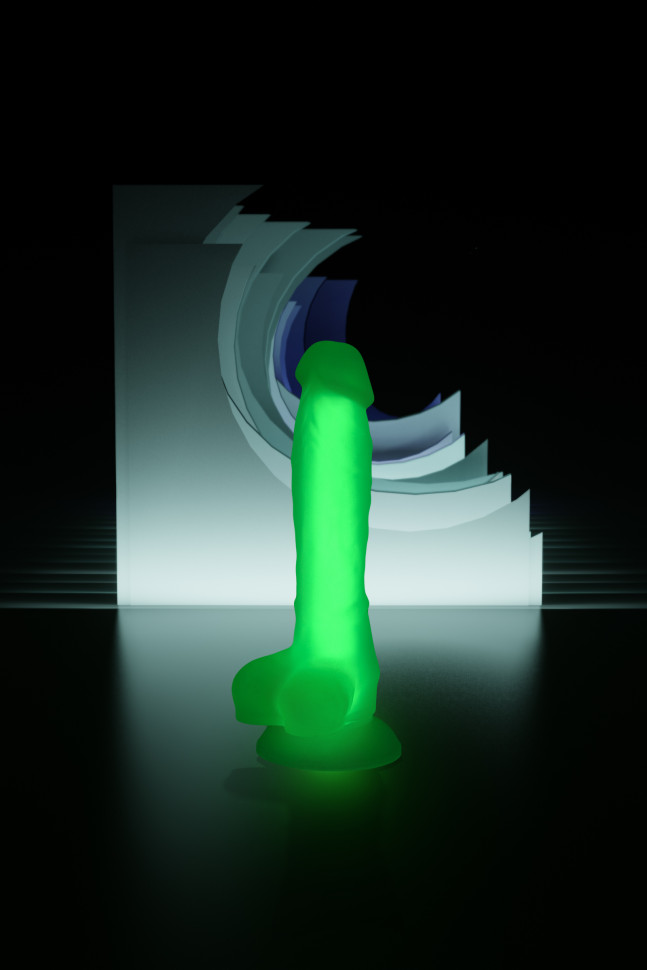 Фаллоимитатор, светящийся в темноте, Beyond by Toyfa Dick Glow, силикон, прозрачный, 18 см
