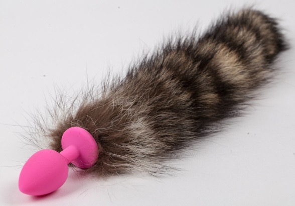 Пробка розовая силикон с полосатым хвостом 47167-MM