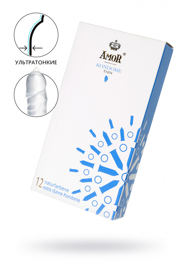 Презервативы AMOR Сверхтонкие (THIN) №12, 18 см