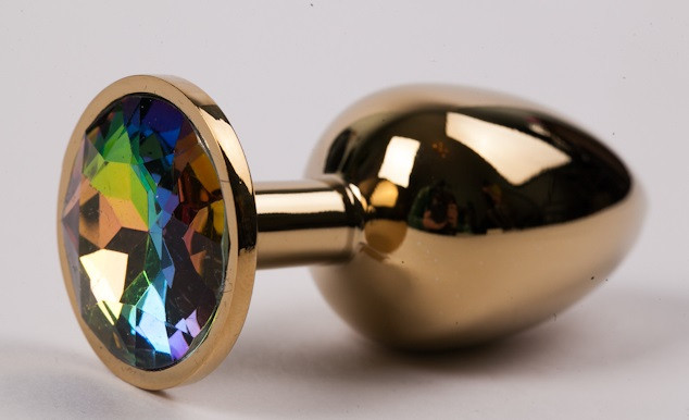 Анальная пробка золото с радужным стразом S 47107-MM