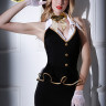Костюм стюардессы Candy Girl Amber (платье,трусы,перчатки,чулки,галстук,ободок),черно-белый,OS