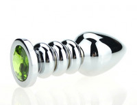 Пробка металл фигурная серебро с зеленым стразом 10,3х3,8см 47423-6MM