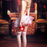 Костюм медсестры Candy Girl Lola (боди, юбка, чулки, ободок, маска, аксессуар), бело-красный, OS