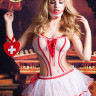 Костюм медсестры Candy Girl Lola (боди, юбка, чулки, ободок, маска, аксессуар), бело-красный, OS