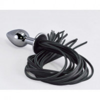 Анальная пробка хром с плетью 8067-1