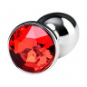 Анальная втулка Metal by TOYFA, металл, серебряная, с красным кристаллом, 7,1 см, Ø 2,7 см, 150 г