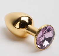 Анальная пробка золото со вставкой розовый страз S 47006-MM